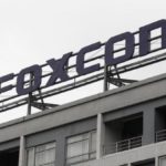 The logo of Foxconn, the trading name of Hon Hai Precision Industry, is seen on top of the company’s headquarters in Tucheng, New Taipei city